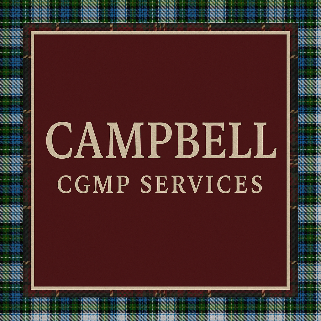 Campbell CGMP Services logo with Campbell tartan accents
